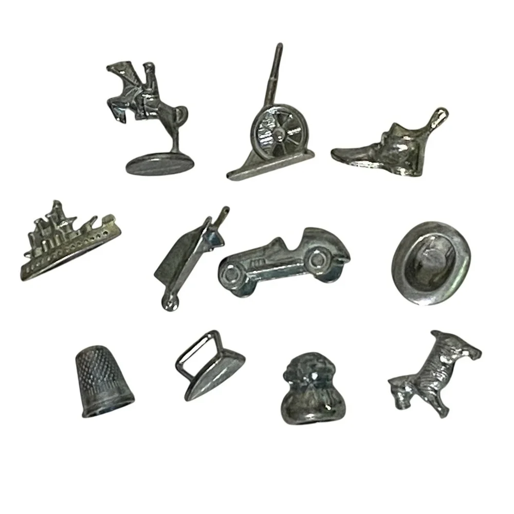Monopoly Board Game Pewter‎ Silver Tone Replacement Game Tokens Cake Toppers